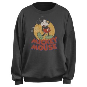 Junior’s Mickey & Friends Retro Distressed Spotlight Mouse Sweatshirt