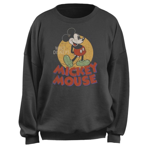 Junior’s Mickey & Friends Retro Distressed Spotlight Mouse Sweatshirt