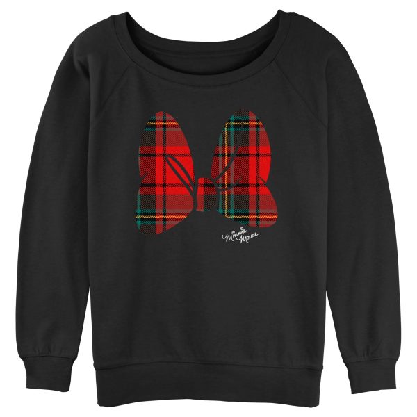 Junior’s Minnie Mouse Plaid Bow Sweatshirt