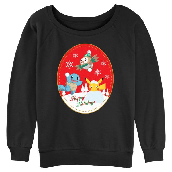 Junior’s Pokemon Christmas Happy Holidays Patch Sweatshirt