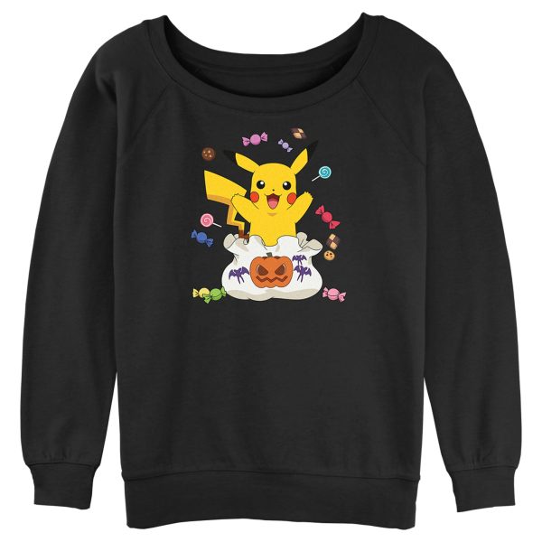 Junior’s Pokemon Halloween Pikachu Candy Bag Sweatshirt