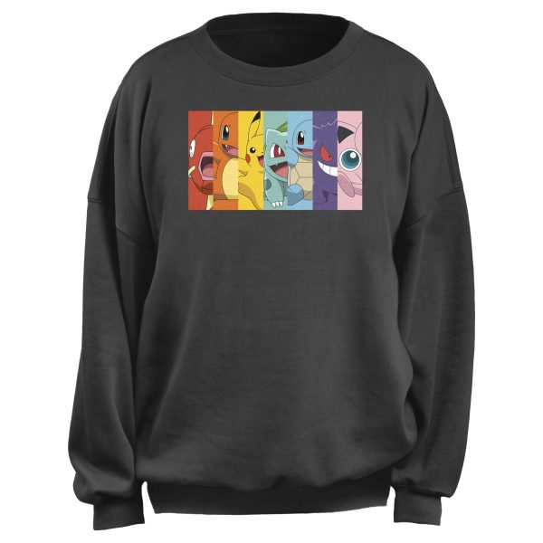 Junior’s Pokemon Main Characters Box-up Rainbow Sweatshirt