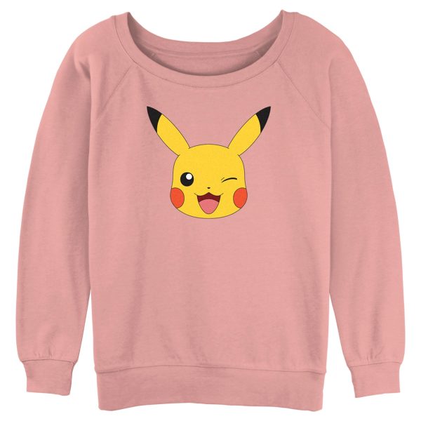 Junior’s Pokemon Pikachu Wink Face Sweatshirt