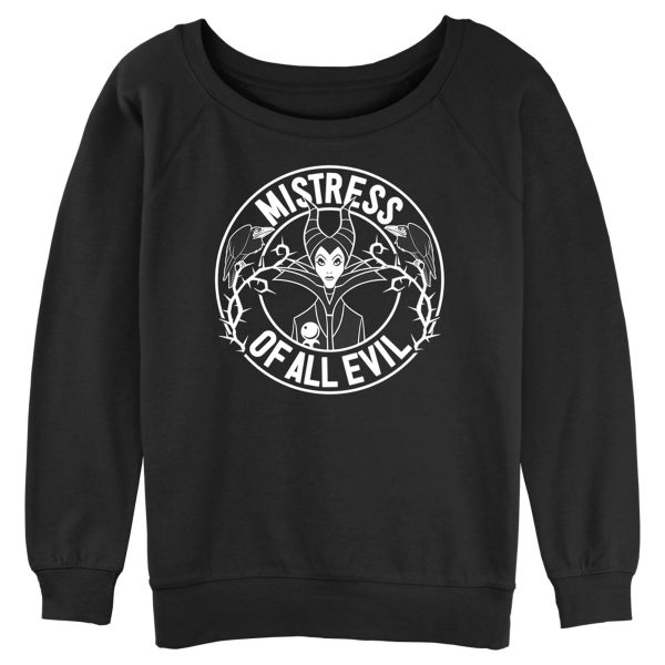 Junior’s Sleeping Beauty Maleficent Mistress of all Evil Stamp Sweatshirt