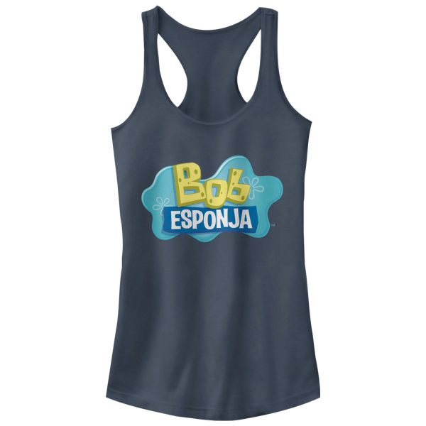 Junior’s SpongeBob SquarePants Spanish Logo Racerback Tank Top