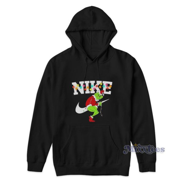 Santa Grinch Nike Light Merry Christmas Hoodie