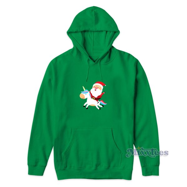 Santa Riding On Unicorn Christmas Hoodie