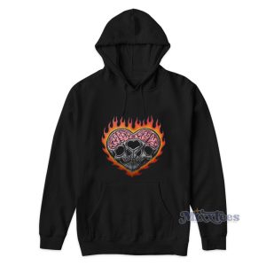 Skull Skeleton Love Fire Hoodie For Unisex 1