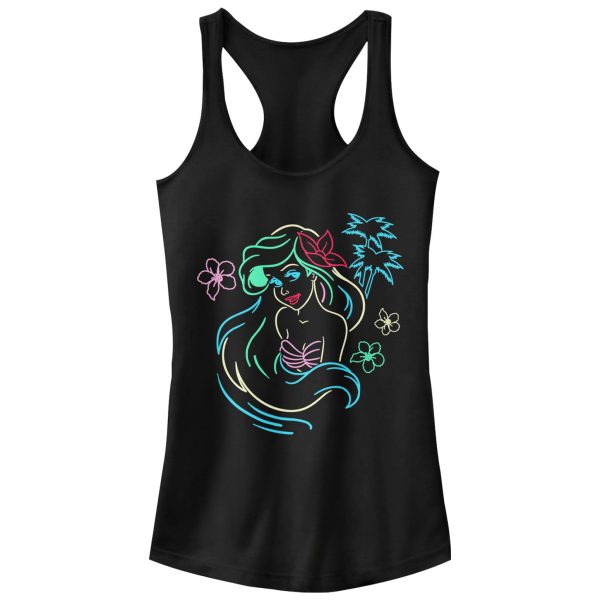 Junior’s The Little Mermaid Ariel Neon Light Print Racerback Tank Top