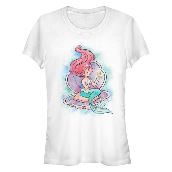 Junior’s The Little Mermaid Shell Watercolor Print T-Shirt