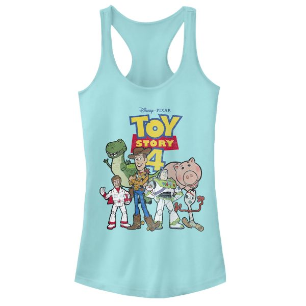 Junior’s Toy Story Character Logo Party Racerback Tank Top