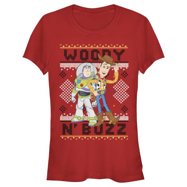 Junior’s Toy Story Ugly Christmas Woody & Buzz T-Shirt