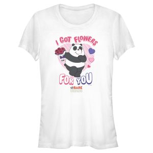 Junior’s We Bare Bears Valentine’s Day Panda I Got Flowers For You T-Shirt