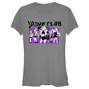 Junior’s Winx Club Black and Purple Group Shot T-Shirt