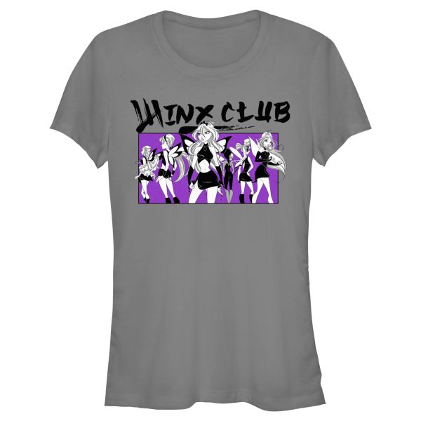 Junior’s Winx Club Black and Purple Group Shot T-Shirt