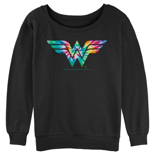 Junior’s Wonder Woman Tie Dye Logo Sweatshirt