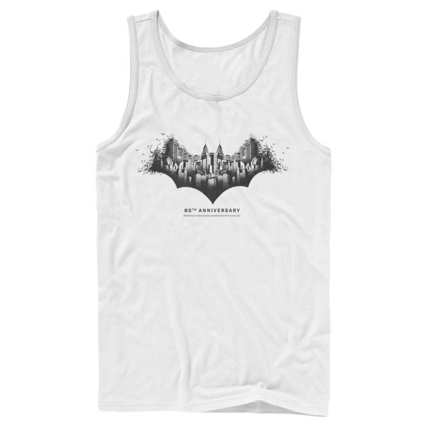 Men’s Batman Gotham Skyline Bat Shape Tank Top