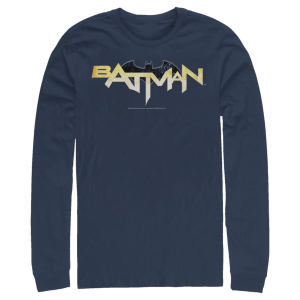 Men’s Batman Logo Messy Text Long Sleeve Shirt