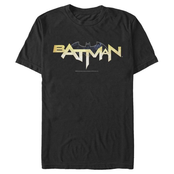 Men’s Batman Logo Messy Text T-Shirt