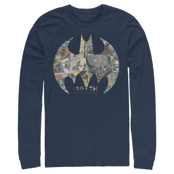 Men’s Batman Shield Logo Comic 80th Anniversary Long Sleeve Shirt