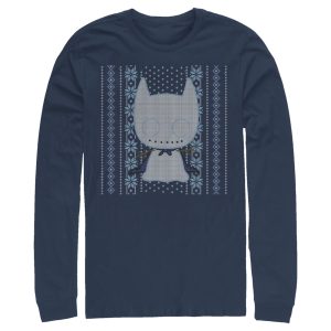 Men’s Batman Ugly Christmas Chibi Snow Bat Long Sleeve Shirt