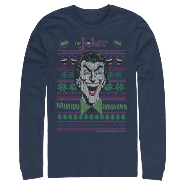 Men’s Batman Ugly Christmas Joker Laugh Long Sleeve Shirt