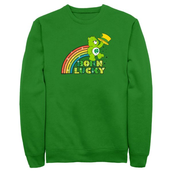 Men’s Care Bears St. Patrick’s Day Good Luck Bear Born Lucky Rainbow Sweatshirt