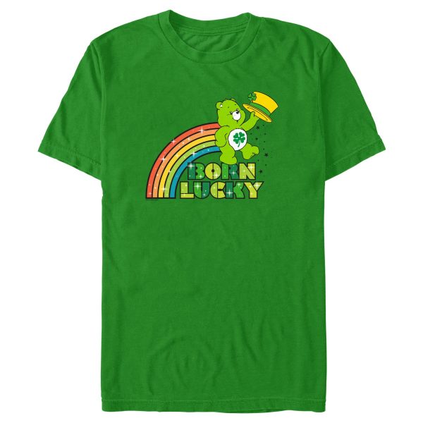 Men’s Care Bears St. Patrick’s Day Good Luck Bear Born Lucky Rainbow T-Shirt