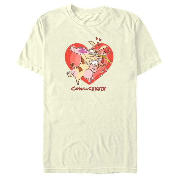 Men’s Cow and Chicken Valentine’s Day Heart Hug T-Shirt