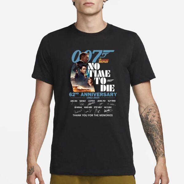 007 James Bond No Time To Die 62nd Anniversary 1962-2024 Thank You For The Memories T-Shirt