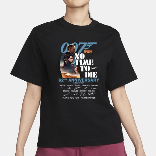 007 James Bond No Time To Die 62nd Anniversary 1962-2024 Thank You For The Memories T-Shirt