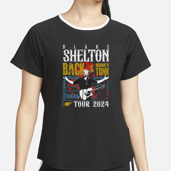 Blake Shelton Back To The Honky Tonk Tour 2024 T-Shirt