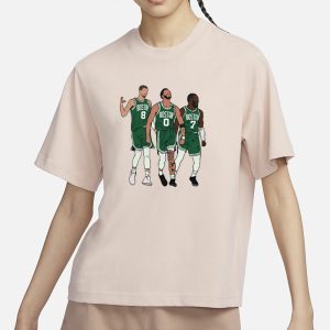 Bri Marie D wearing Kristaps Porzingis Jayson Tatum And Jaylen Brown Big 3 Boston 2024 Shirt 2