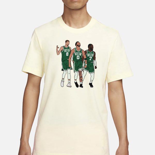 Bri Marie D wearing Kristaps Porzingis, Jayson Tatum And Jaylen Brown Big 3 Boston T-Shirt