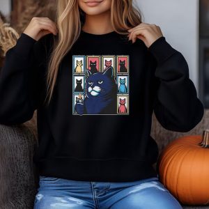 Cat Face Vibe Graphic Sweatshirt T shirt Hoodie Long Sleeve T shirt Characteristic Emo 2