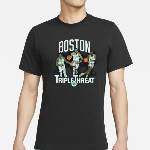Celtics Triple Threat Holiday Tatum Brown T Shirt 1