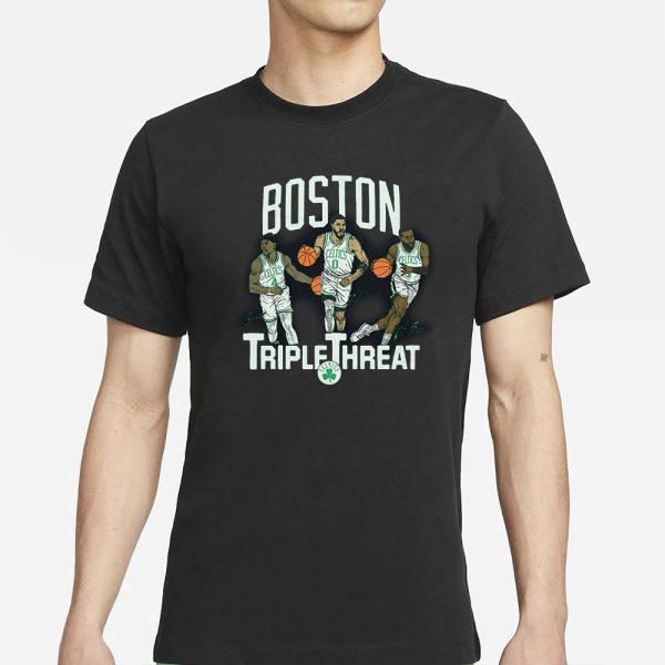 Celtics Triple Threat Holiday Tatum Brown T-Shirt