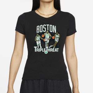 Celtics Triple Threat Holiday Tatum Brown T Shirt 2