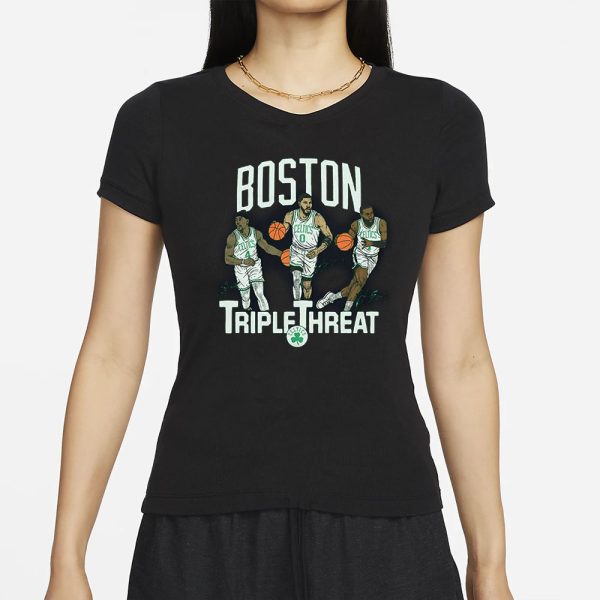 Celtics Triple Threat Holiday Tatum Brown T-Shirt