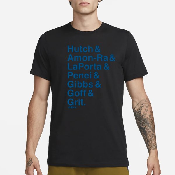 DETROIT AMPERSAND STARS HUTCH & AMON-RA & LAPORTA & PENEI & GIBBS & GOFF & GRIT T-SHIRT