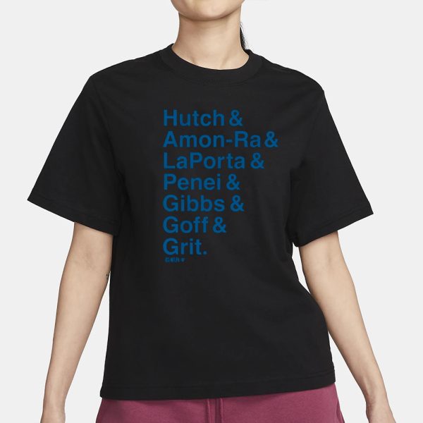 DETROIT AMPERSAND STARS HUTCH & AMON-RA & LAPORTA & PENEI & GIBBS & GOFF & GRIT T-SHIRT