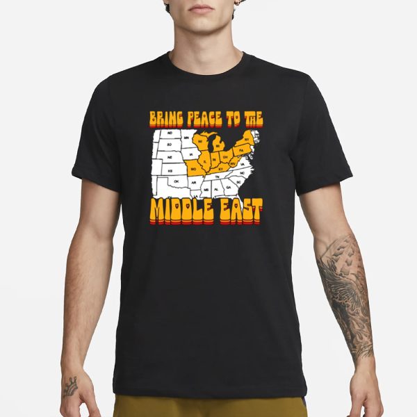 Funny Ahh Tees Bring Peace To The Middle East Usa Map T-Shirt