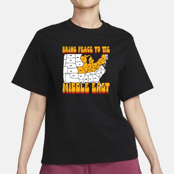 Funny Ahh Tees Bring Peace To The Middle East Usa Map T-Shirt