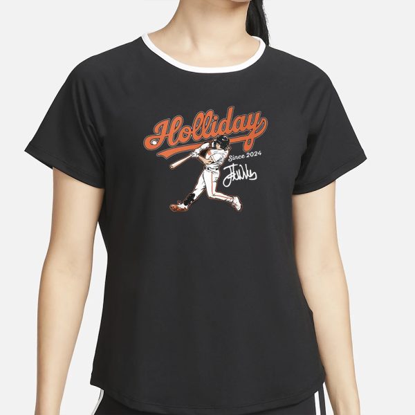 Jackson Holliday Orioles Baseball Slugger Swing T-Shirt