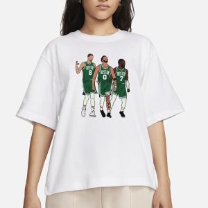 Kristaps Porzingis, Jayson Tatum And Jaylen Brown Big 3 Boston T-Shirt 1 Kristaps Porzingis Jayson Tatum And Jaylen Brown Big 3 Boston T Shirt 2