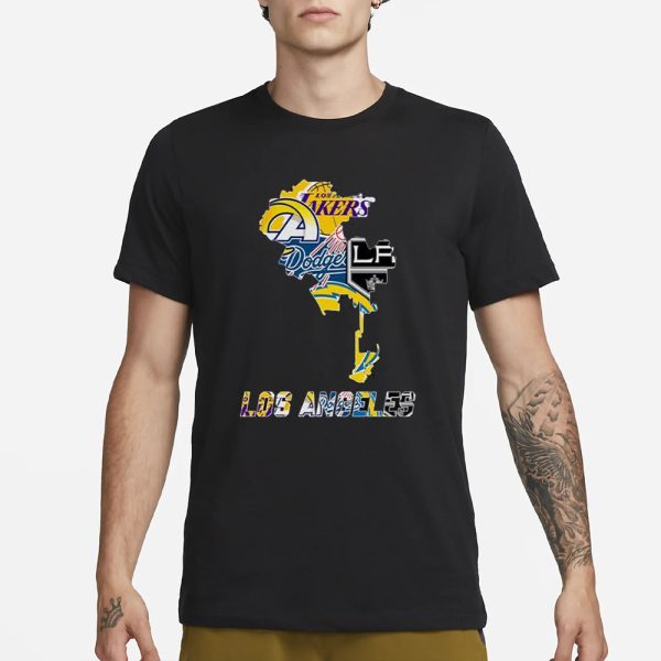 Los Angeles Map Sports Teams Logo T-Shirt