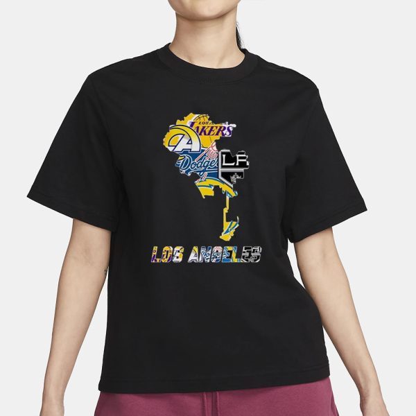 Los Angeles Map Sports Teams Logo T-Shirt