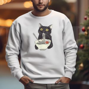 Ramen Cat Sweatshirt T shirt Hoodie Long Sleeve T shirt Cat Lover 1