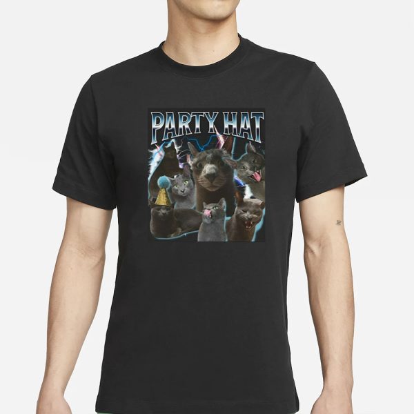 Reallylittlecat Party Hat Cat T-Shirt