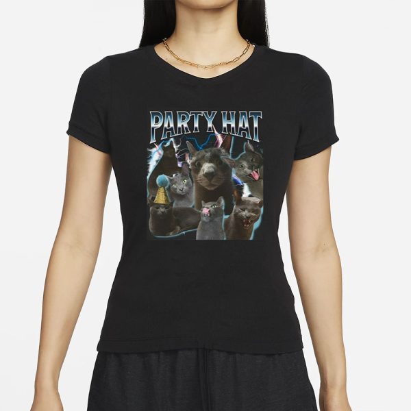 Reallylittlecat Party Hat Cat T-Shirt